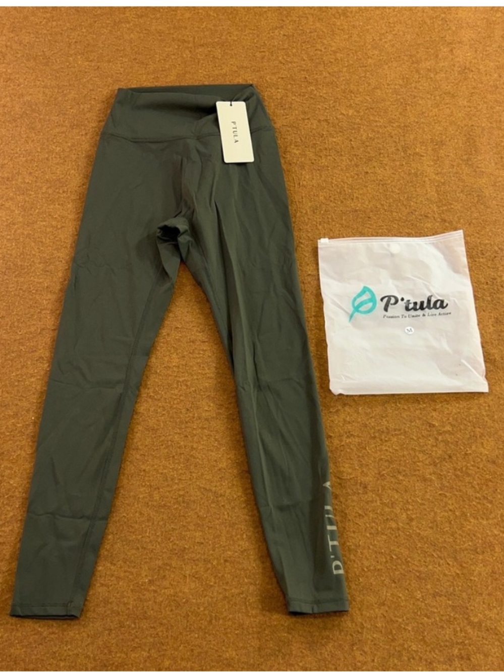P'tula Olive Green women’s Active Leggings